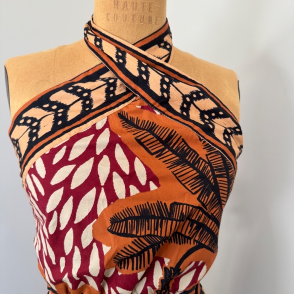 NWT $595 Johanna Ortiz Yoruba Crop Top in Russet Terracotta, Black, & Ecru Sz 10 - Picture 3 of 13